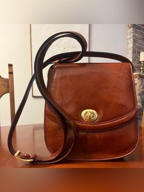 BOSCA OXBLOOD VINTAGE WOMENS FULL GRAIN LEATHER BAG Made in ITALY